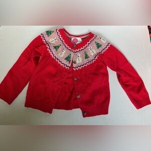 Mini Boden Red Festive Kids Cardigan 3-4